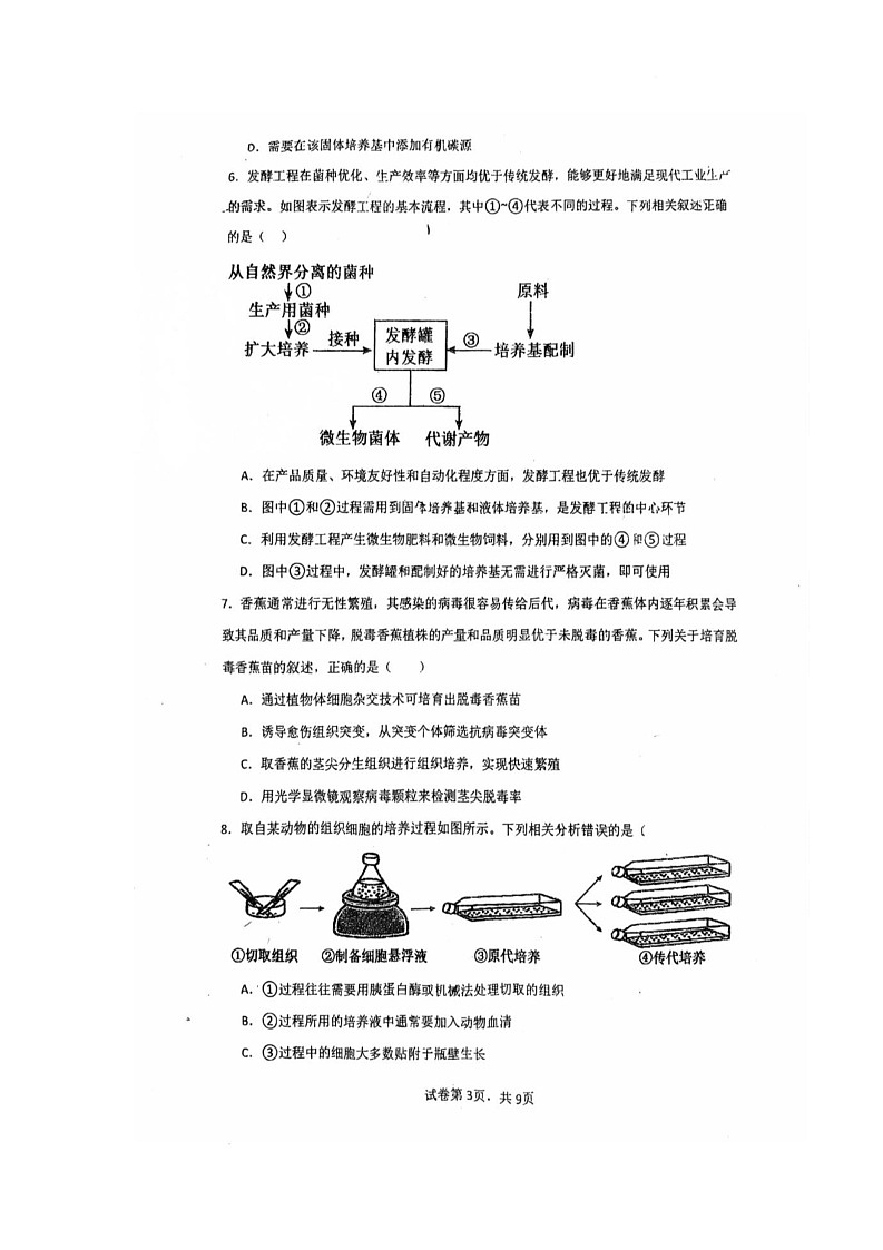 四川省巴中市2024-2025学年高二下学期6月月考生物试题第3页
