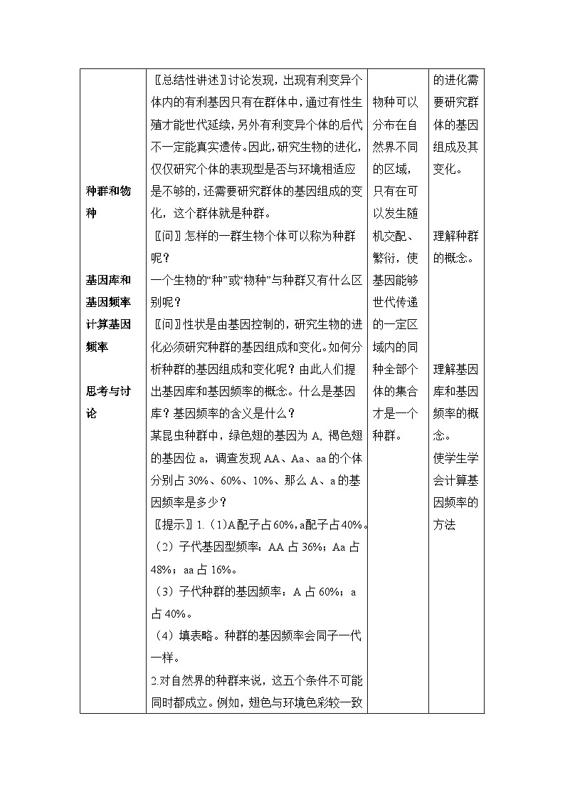 人教版 (新课标)高中生物必修2 第七章《现代生物进化理论的主要内容》第1课时教案第2页