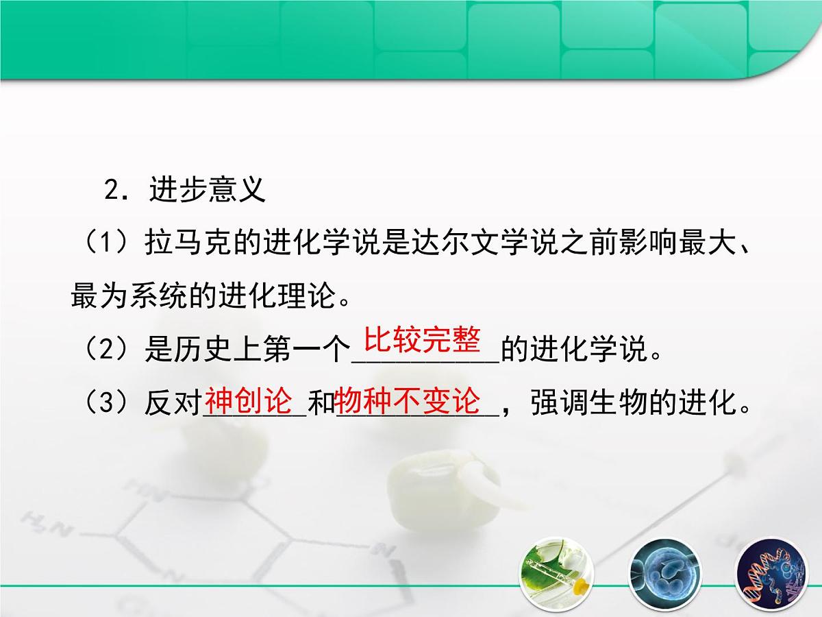 人教版 (新课标)高中生物必修2 7-1《现代生物进化理论的由来》复习课件第6页