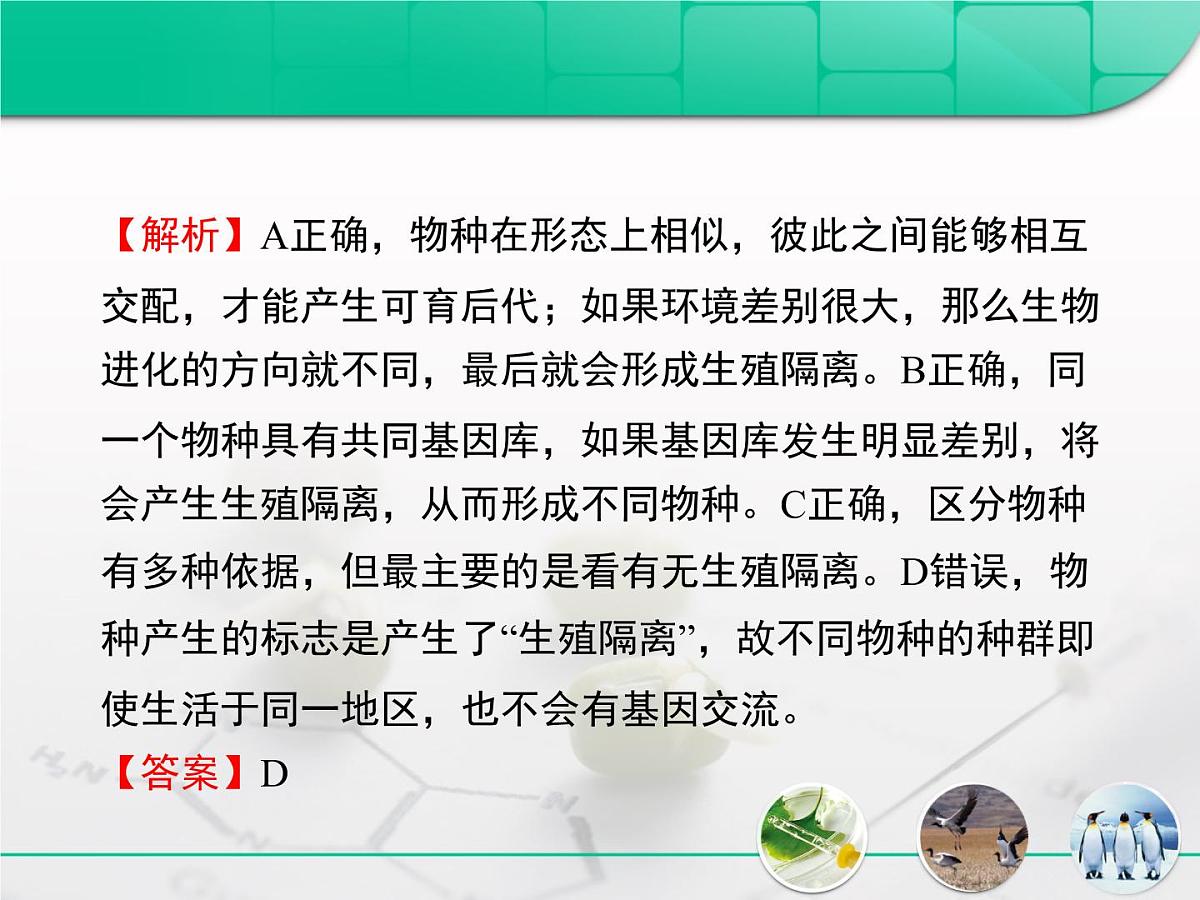 人教版 (新课标)高中生物必修2 第七章《现代生物进化理论》复习课件第7页