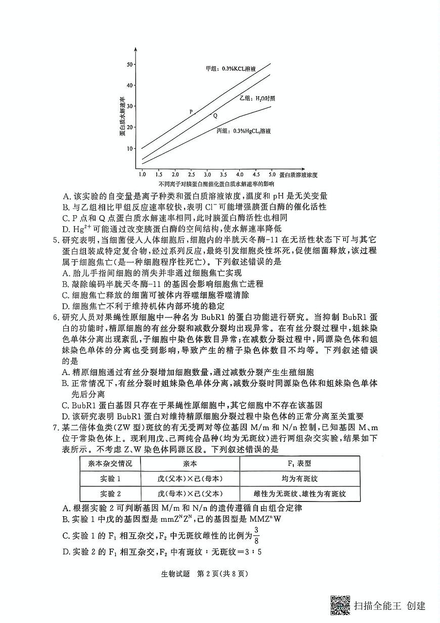 生物-河南省青桐鸣大联考2025年6月高二下学期月考第2页