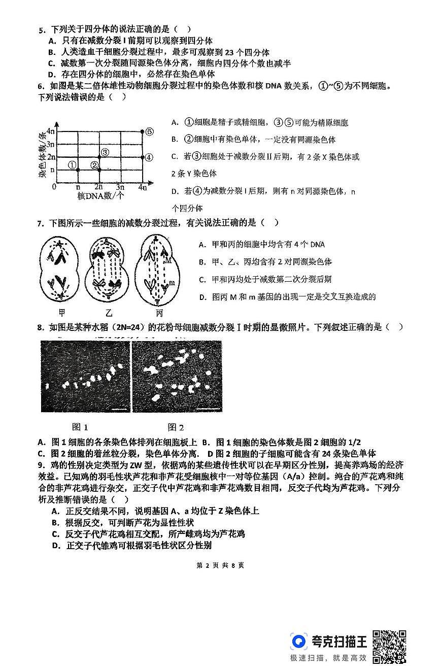 河南省南阳市方城县第一高级中学2024-2025学年高一下学期6月期末考试冲刺演练(一)生物试题第2页