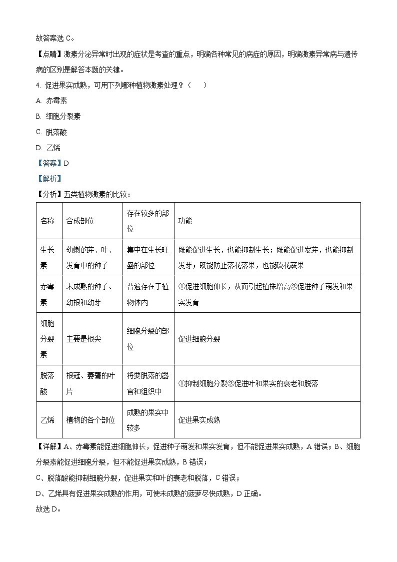 精品解析：湖南省衡阳市第一中学2023-2024学年高二下学期期末考试生物试题（解析版）第3页