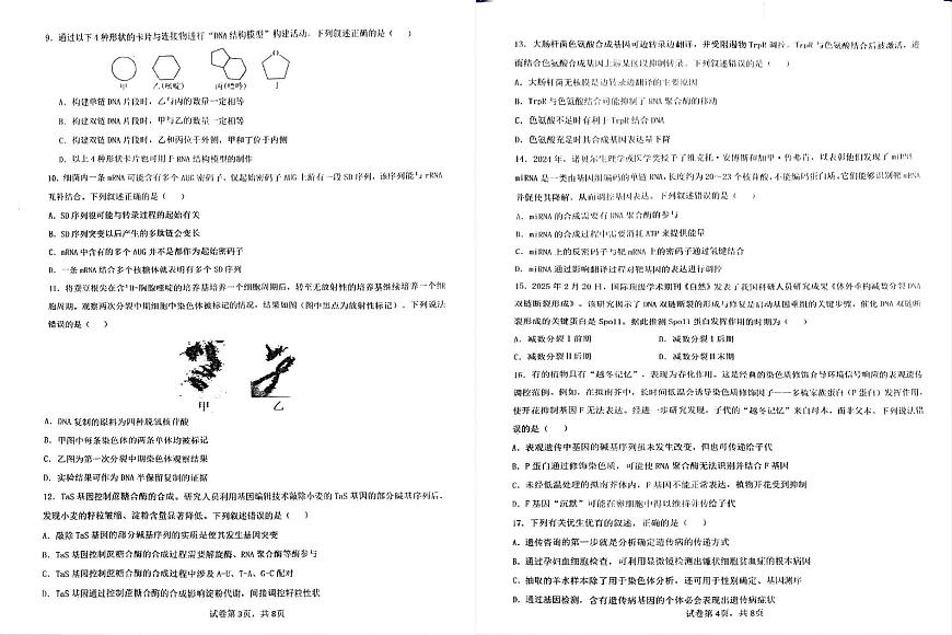四川省成都市第七中学2024-2025学年高一下学期6月月考生物试题第2页