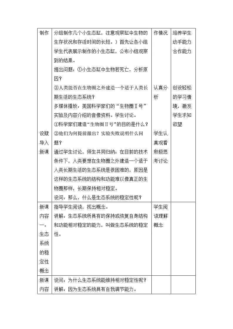 人教版 (新课标)高中生物必修3 5-5《生态系统的稳定性》教案第2页