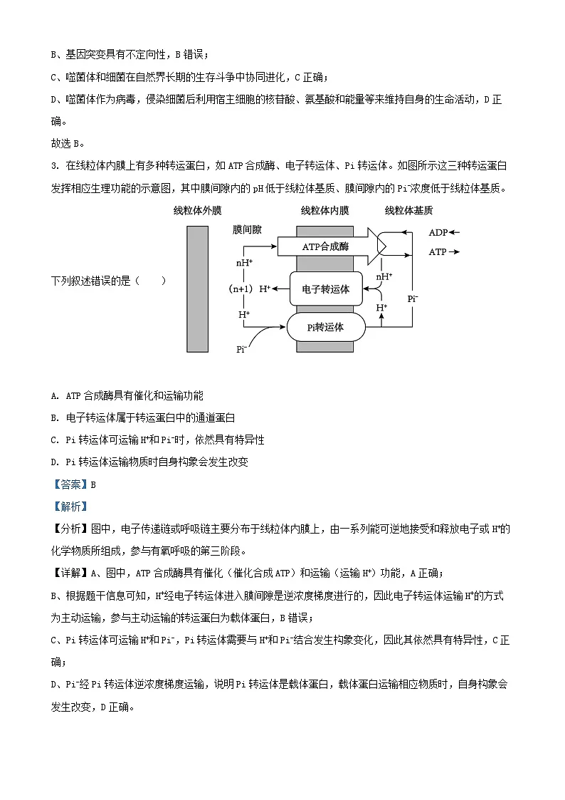 安徽省六安市金安区2024_2025学年高三生物上学期11月月考试题含解析第2页