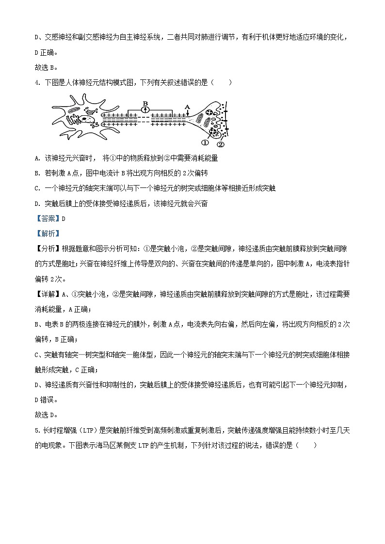陕西省安康市2024_2025学年高二生物上学期10月月考试题含解析第3页
