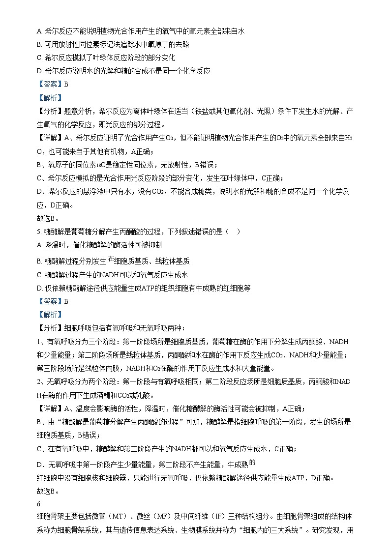 江苏省扬州市广陵区2024_2025学年高三生物上学期10月月考试题含解析第3页