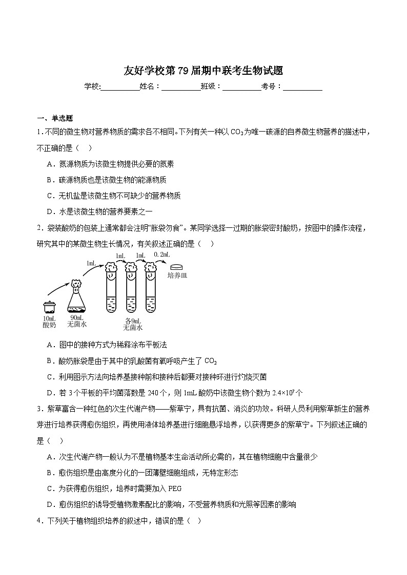 吉林省友好学校2024-2025学年高二下学期第79届期中联考生物试卷第1页