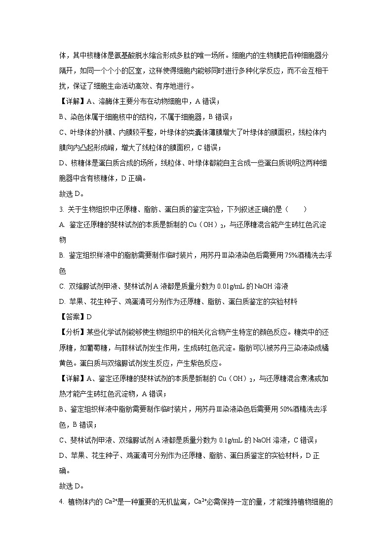 【生物】湖南省长沙市三湘名校教育联盟2023-2024学年高一上学期期中大联考试题（解析版）第2页