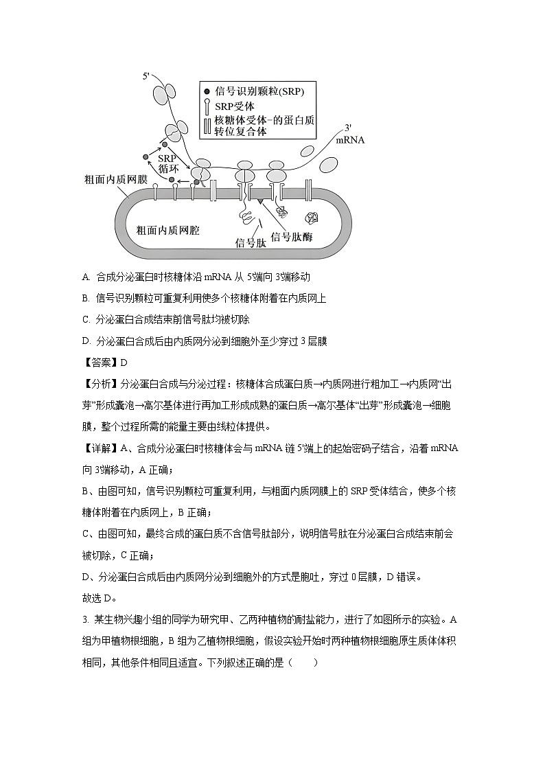 【生物】陕西省榆林市2023-2024学年高一下学期期末试卷（解析版）第2页