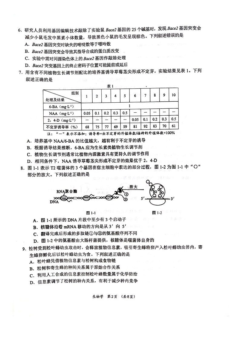 广西壮族自治区柳州市2024-2025学年高二下学期6月期末考试生物试卷第2页