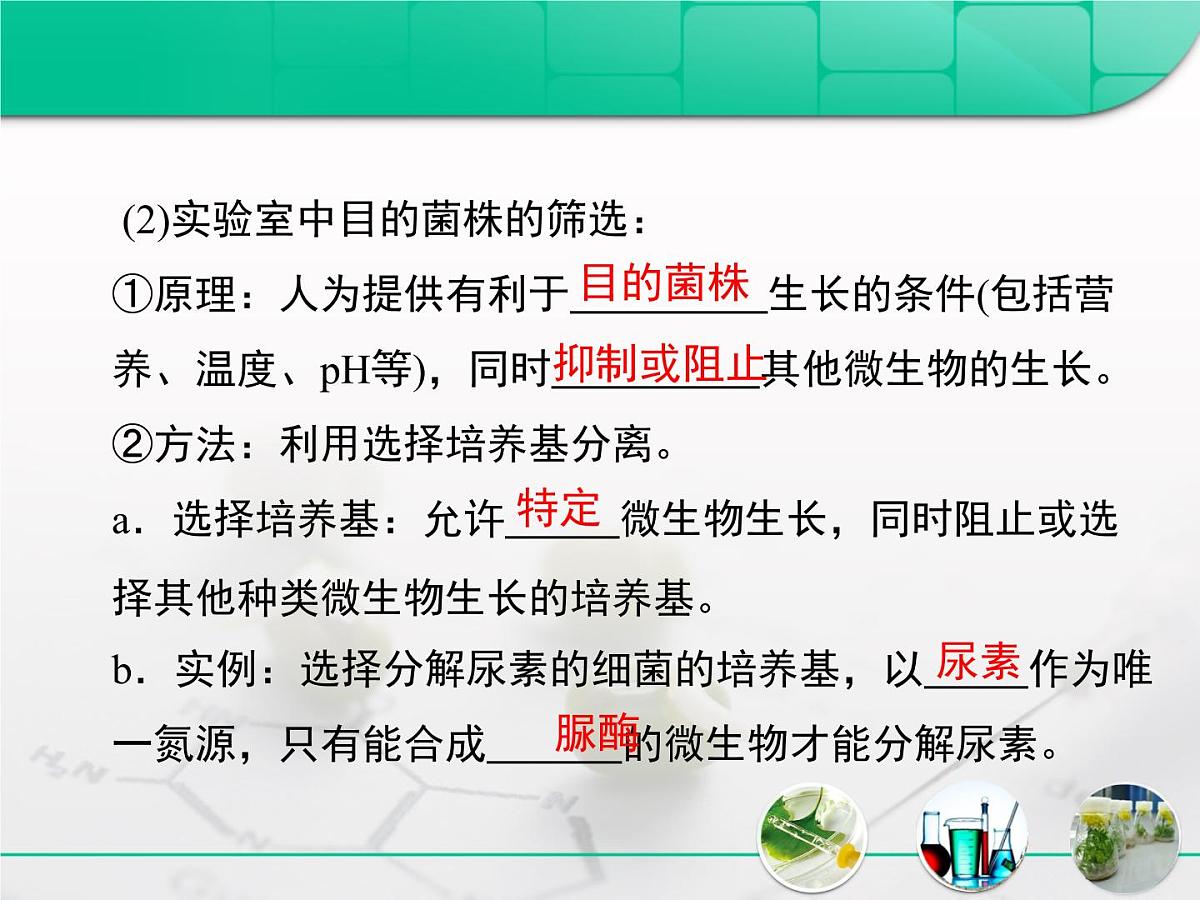 人教版 (新课标)高中生物选修1 2-2《土壤中分解尿素的细菌的分离与计数》复习课件第5页