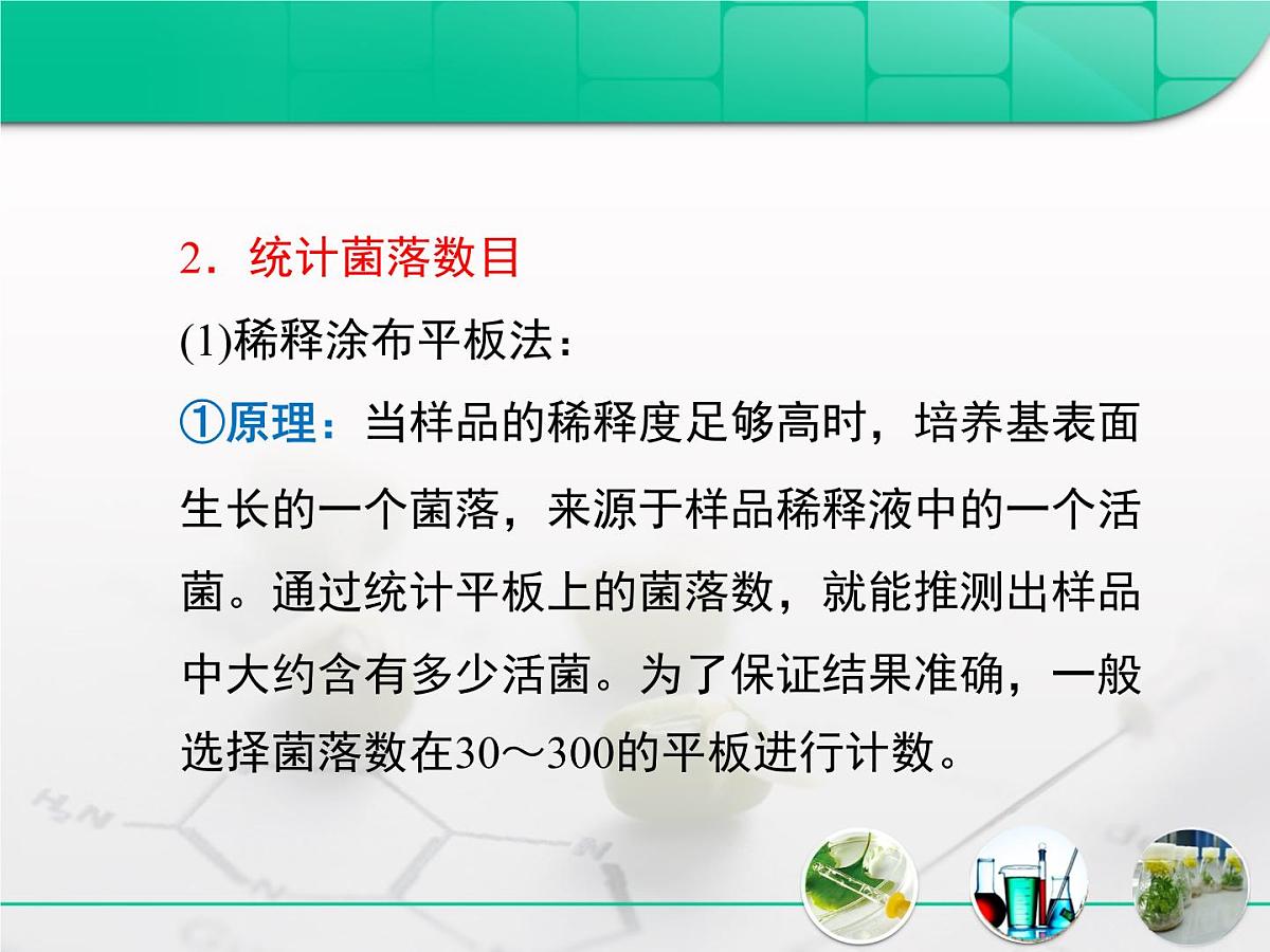 人教版 (新课标)高中生物选修1 2-2《土壤中分解尿素的细菌的分离与计数》复习课件第8页