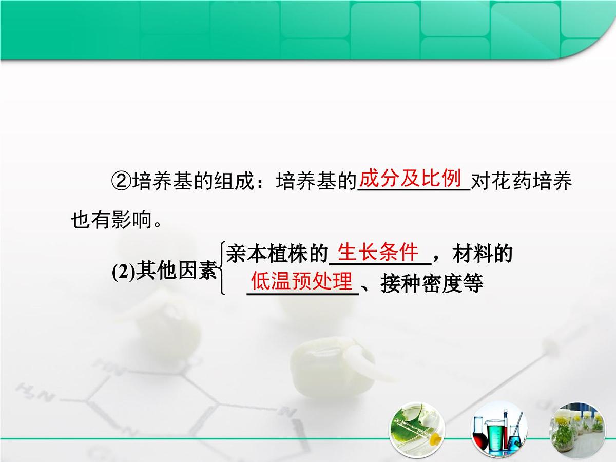 人教版 (新课标)高中生物选修1 3-2《月季的花药培养》复习课件第8页