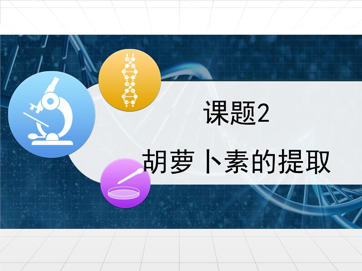 人教版 (新课标)高中生物选修1 6-2《胡萝卜素的提取》课件第1页