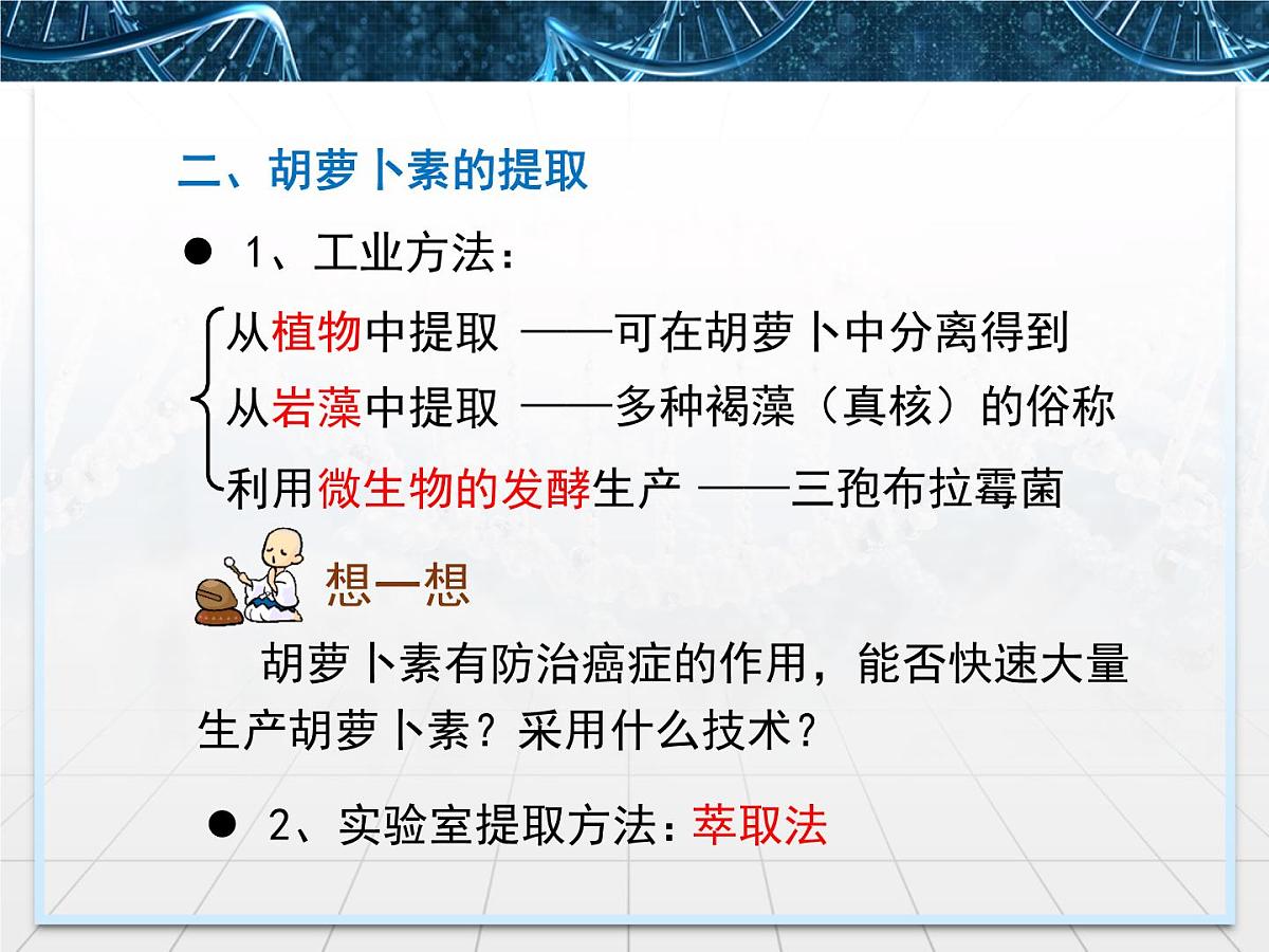 人教版 (新课标)高中生物选修1 6-2《胡萝卜素的提取》课件第7页