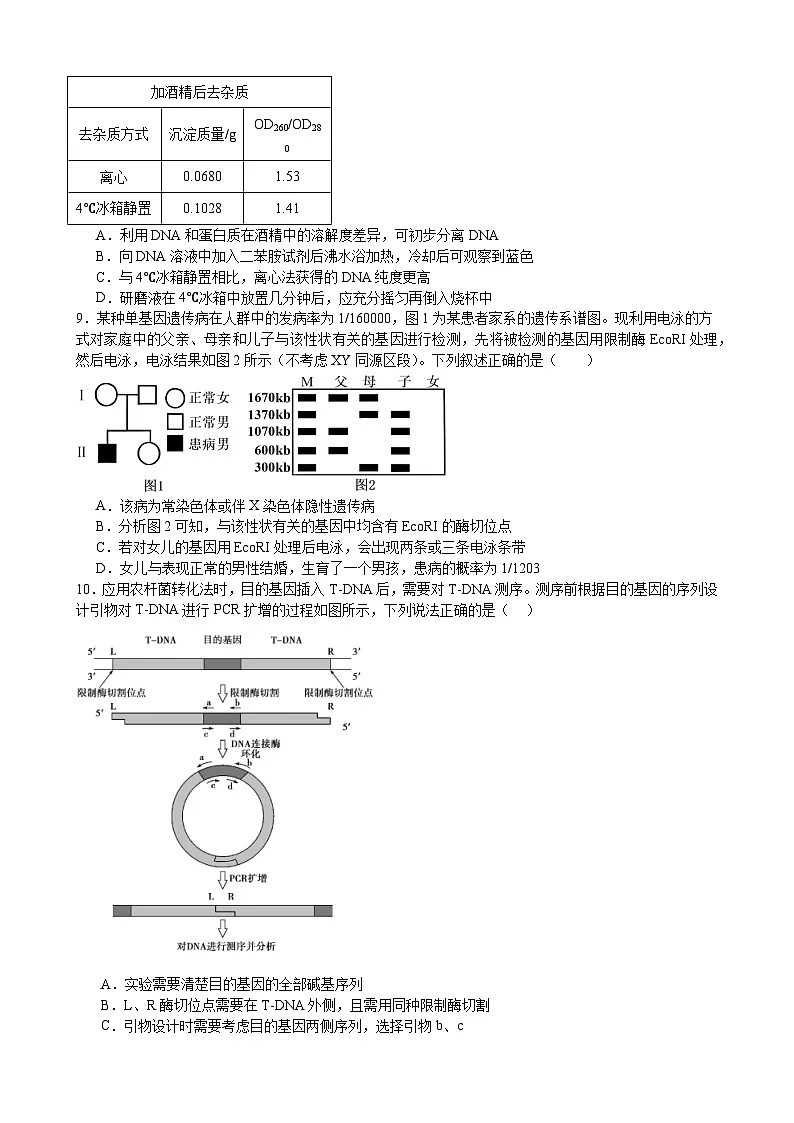 四川省成都石室中学高二下期末生物复习卷3（含答案）第2页