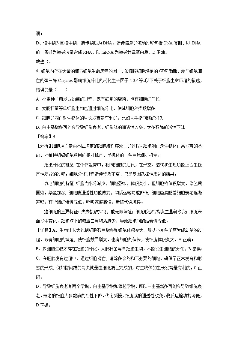 河南省信阳市两校2025届高三二模生物试卷（解析版）第3页