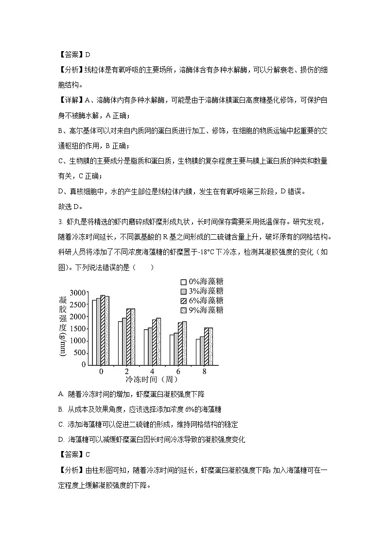 重庆市2025届高三学业第三次质量调研抽测生物试卷（解析版）第2页