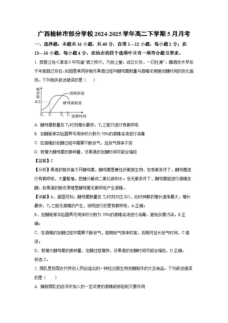 【生物】广西桂林市部分学校2024-2025学年高二下学期5月月考（解析版）第1页