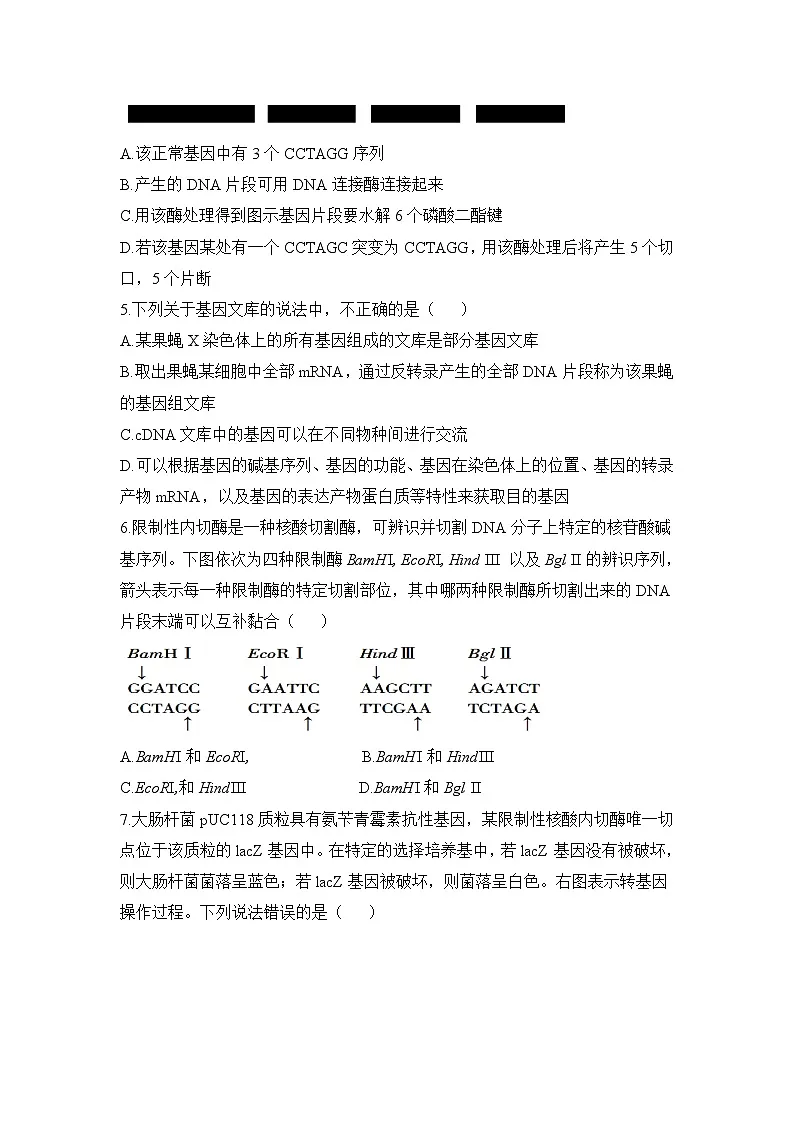 人教版 (新课标)高中生物选修3 专题1《基因工程》专题通关套卷（二）无答案第2页
