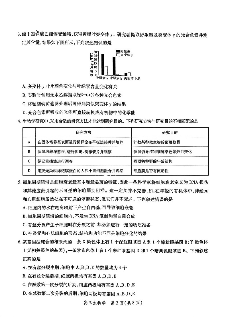 江西省上进联考2025届高三下学期2月统一调研测试-生物试题（含答案）第2页