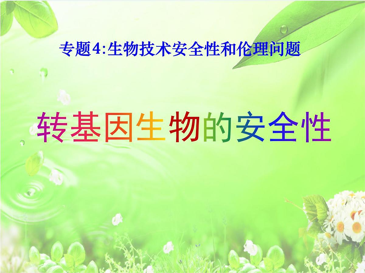 人教版 (新课标)高中生物选修3 4.1《转基因生物的安全性》课件第1页