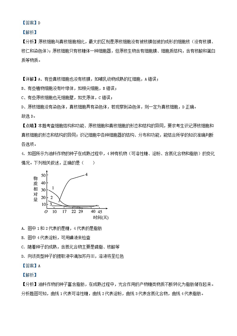 重庆市长寿区2024_2025学年高一生物上学期11月期中试题含解析第3页