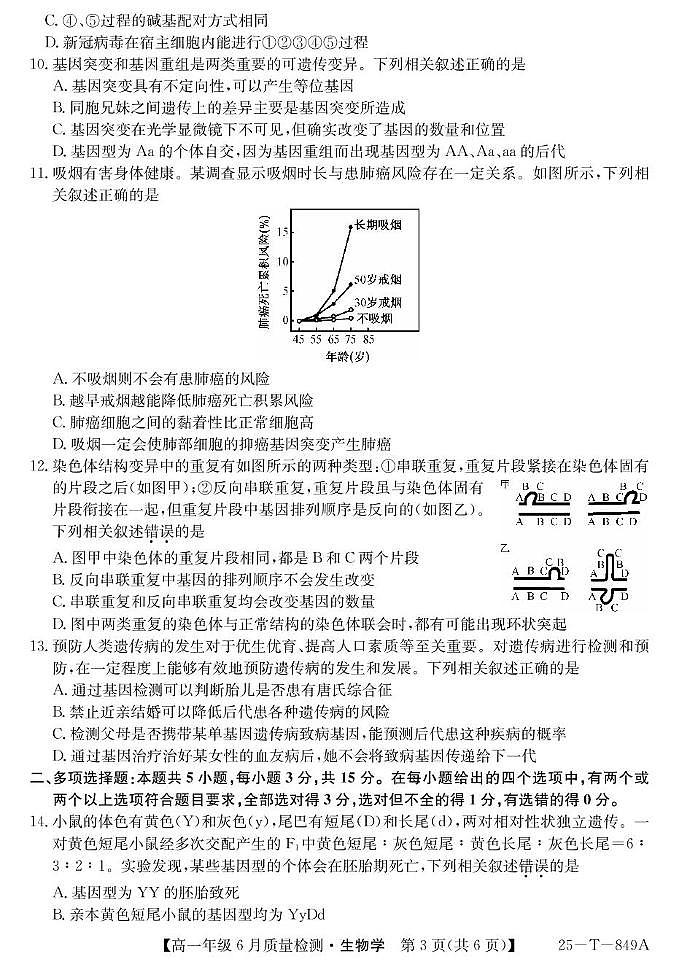 河北省邢台市七县多校2024-2025学年高一下学期6月质量检测试题 生物 PDF版含解析第3页