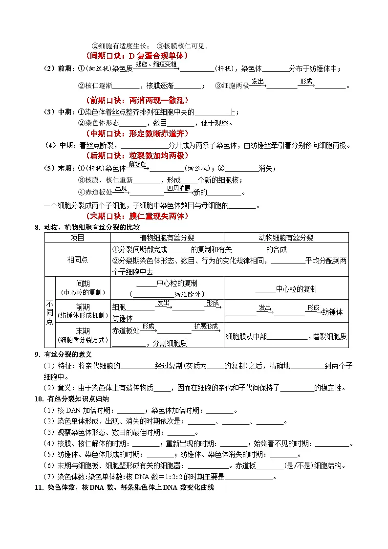 人教版高中生物必修1第6章 细胞的生命历程-必背知识清单第2页