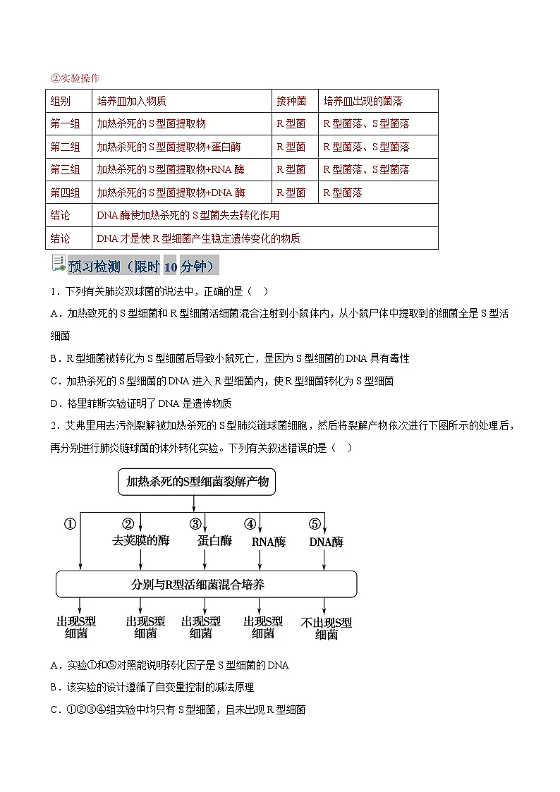 人教版高中生物必修2《3-1 DNA是主要的遗传物质（第1课时）》学与练 无答案第2页