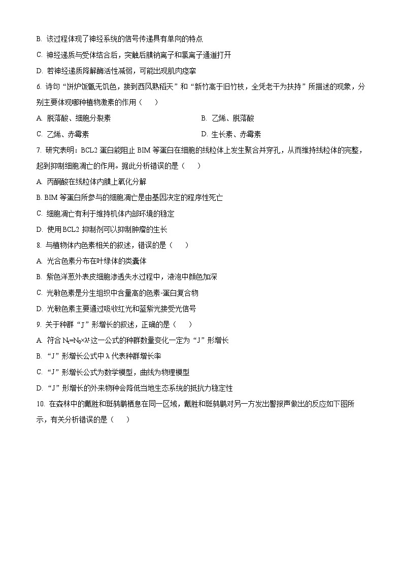 2024届广东省湛江市高三一模生物试题  Word版无答案第3页