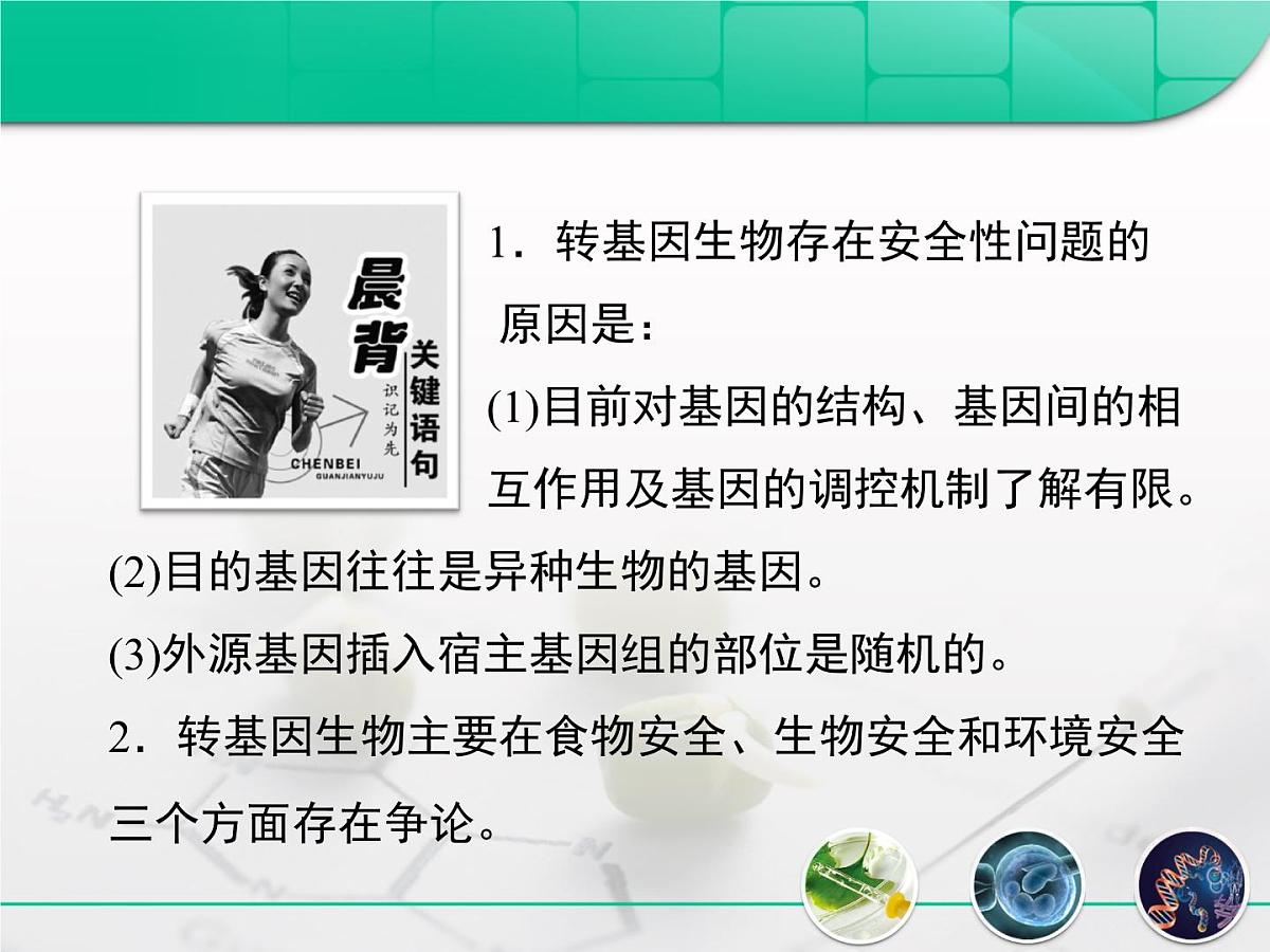 人教版 (新课标)高中生物选修3 4.1《转基因生物的安全性》复习课件第2页