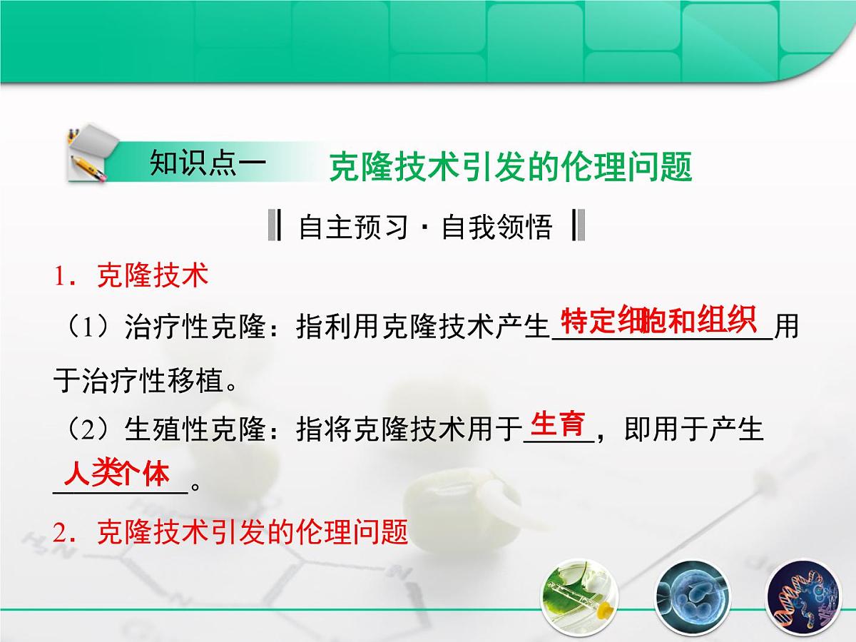 人教版 (新课标)高中生物选修3 4.2《关注生物技术的伦理问题》复习课件第3页