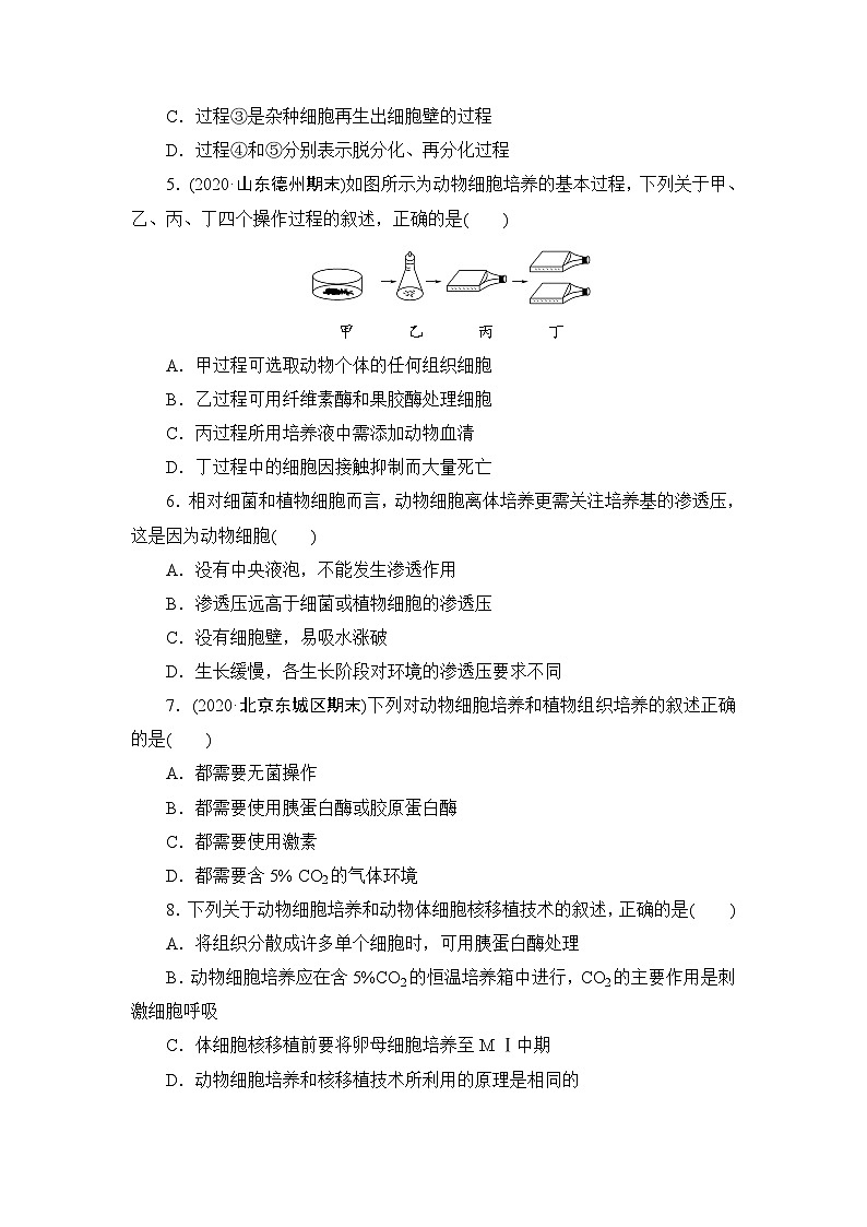 人教版高中生物 选修3《第2章　细胞工程》章末检测 无答案第2页