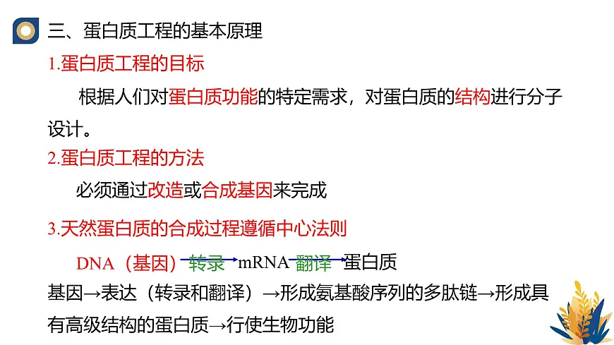 人教版高中生物 选修3《3-4 蛋白质工程的原理和应用》教学课件第7页