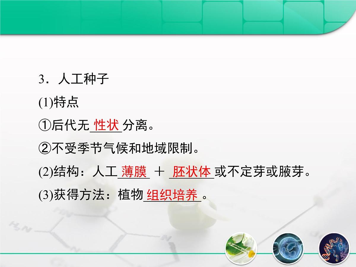 人教版 (新课标)高中生物选修3 2.1.2《植物细胞工程的实际应用》复习课件第4页