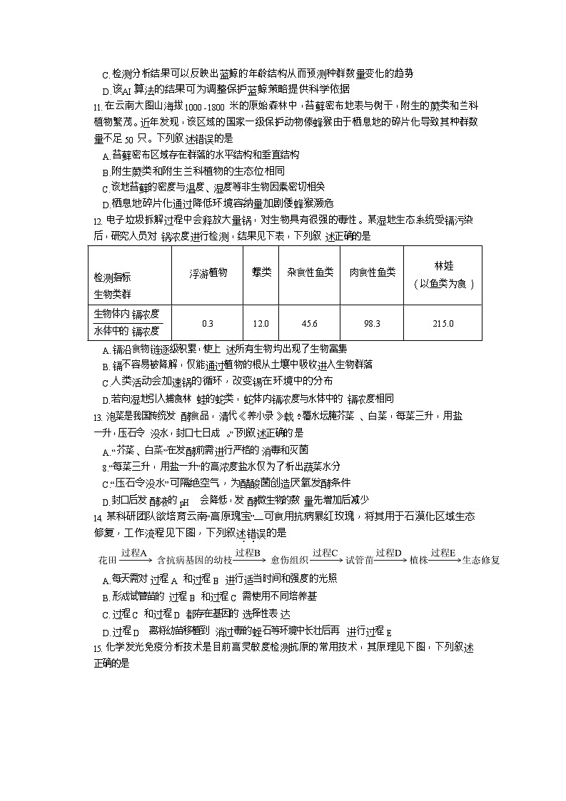 云南省昆明2024-2025学年高二下学期期末质量监测生物试卷第3页