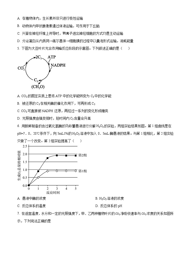 人教版高二下学期期中生物试题 无答案第2页