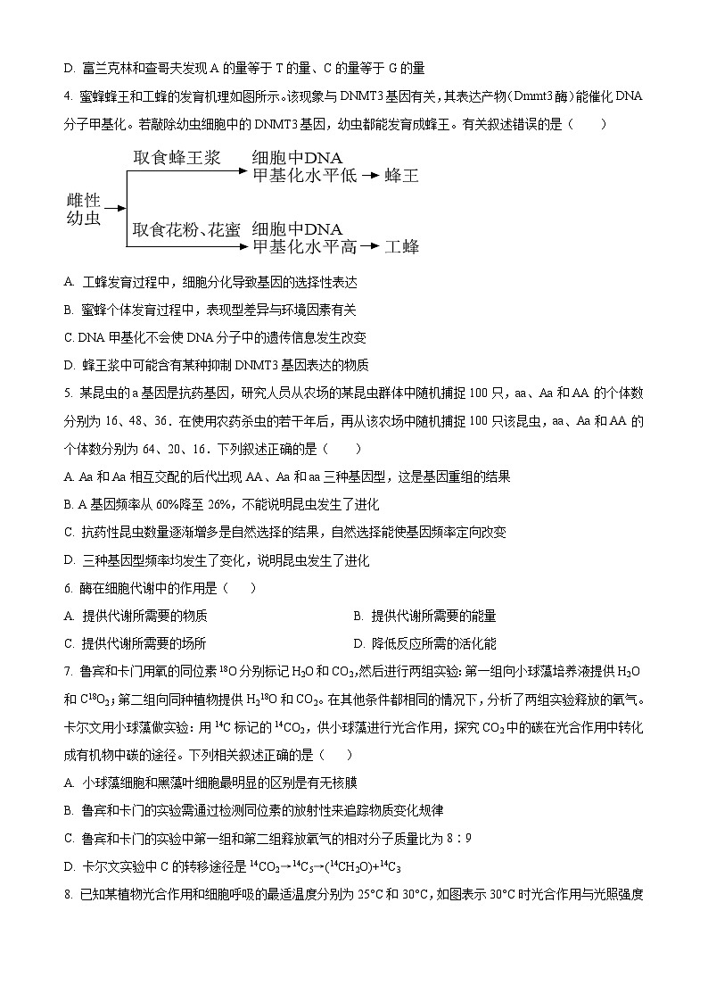 高一下学期期末人教版生物试题2（原卷版 无答案）第2页