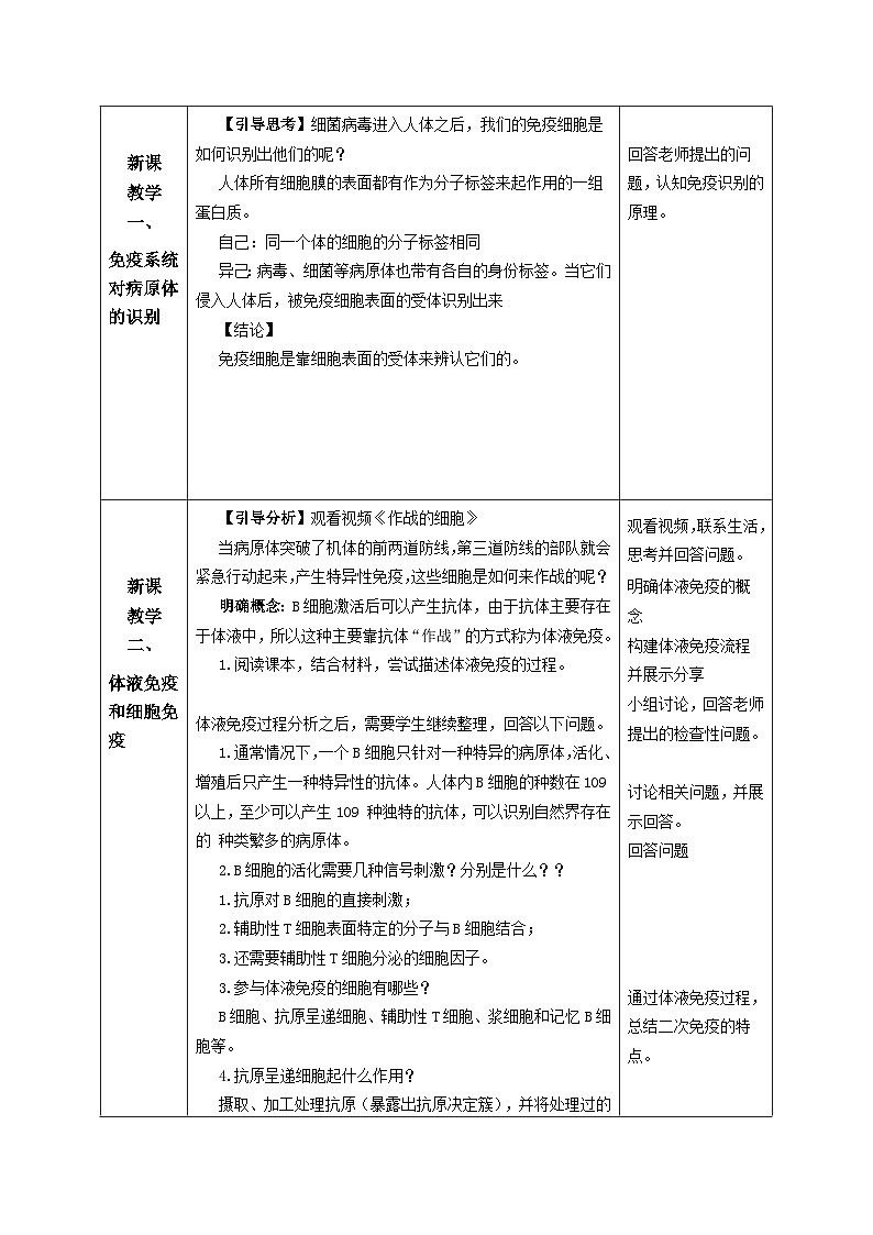 人教版高中生物选修1《4-2 特异性免疫》教案第2页
