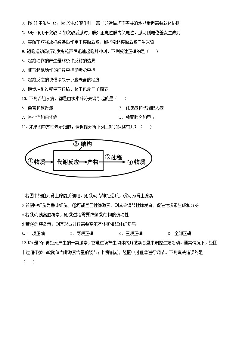 高二上学期期中人教版生物试题 无答案第3页