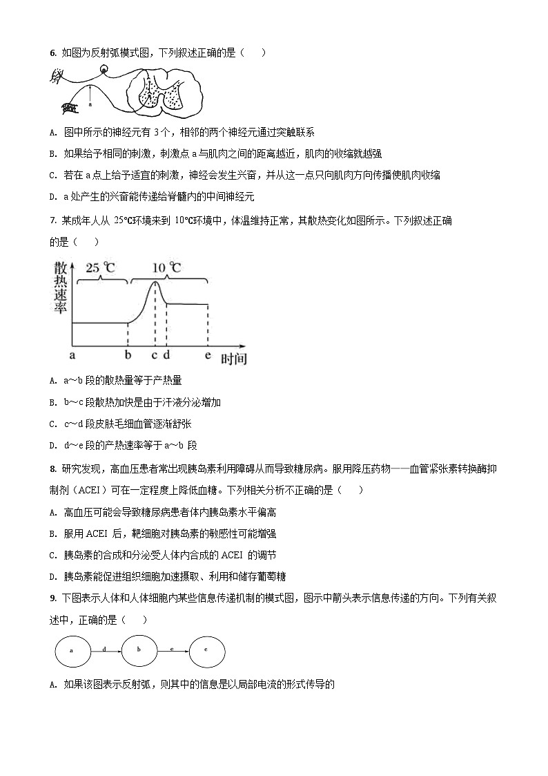 高二上学期期中人教版生物试题 无答案第2页