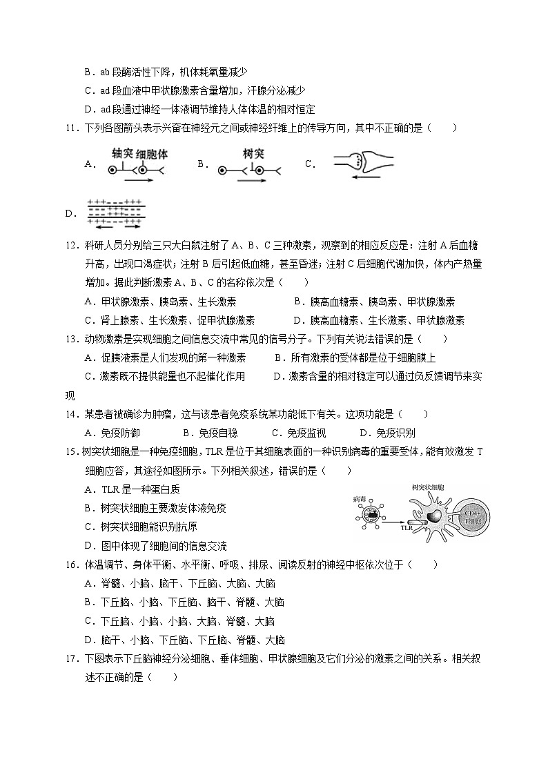 高二上学期期中考试人教版生物试题 无答案第3页