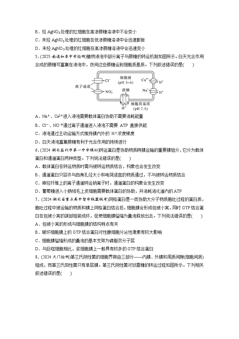 【备考2026】高考生物一轮复习资源：第2单元 课时练8 物质进出细胞的方式及影响因素（课时精练）（学生版）第2页
