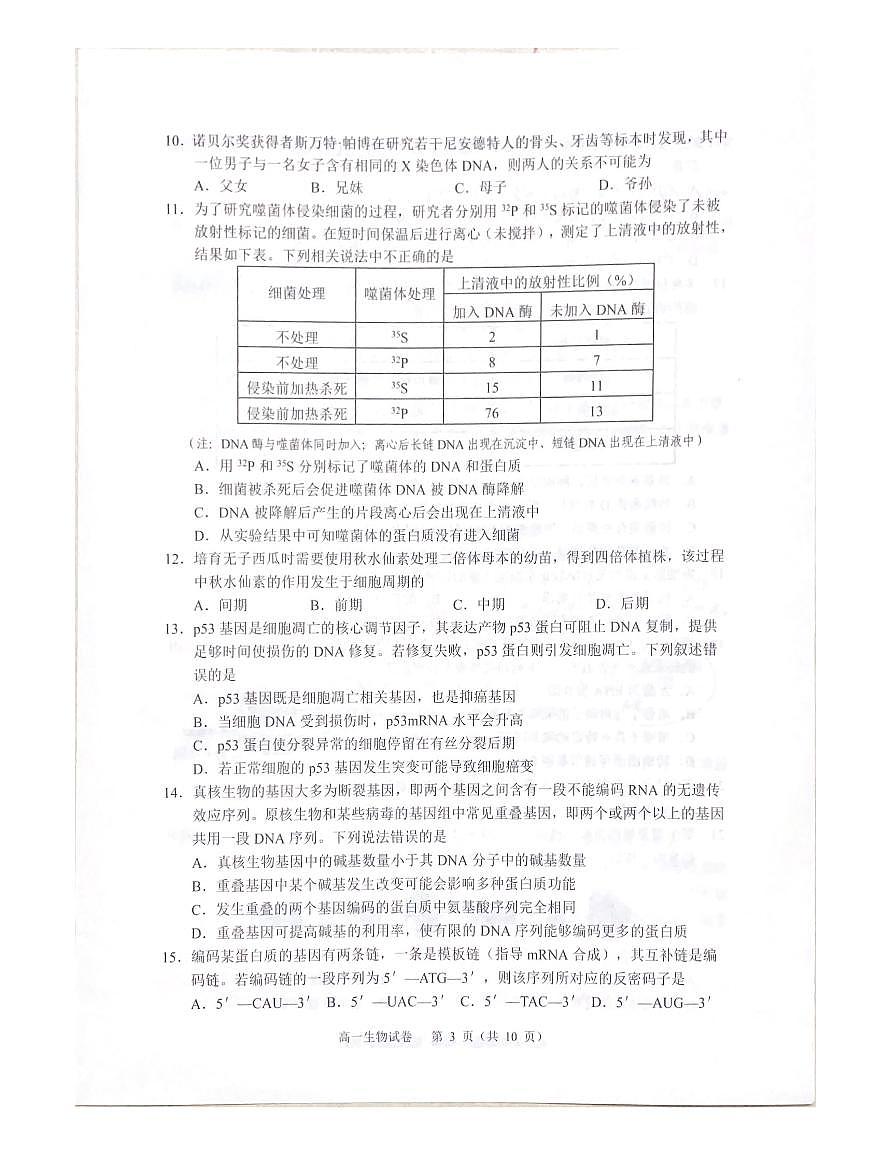 广东省大湾区2024-2025学年高一下学期期末考试生物试题第3页