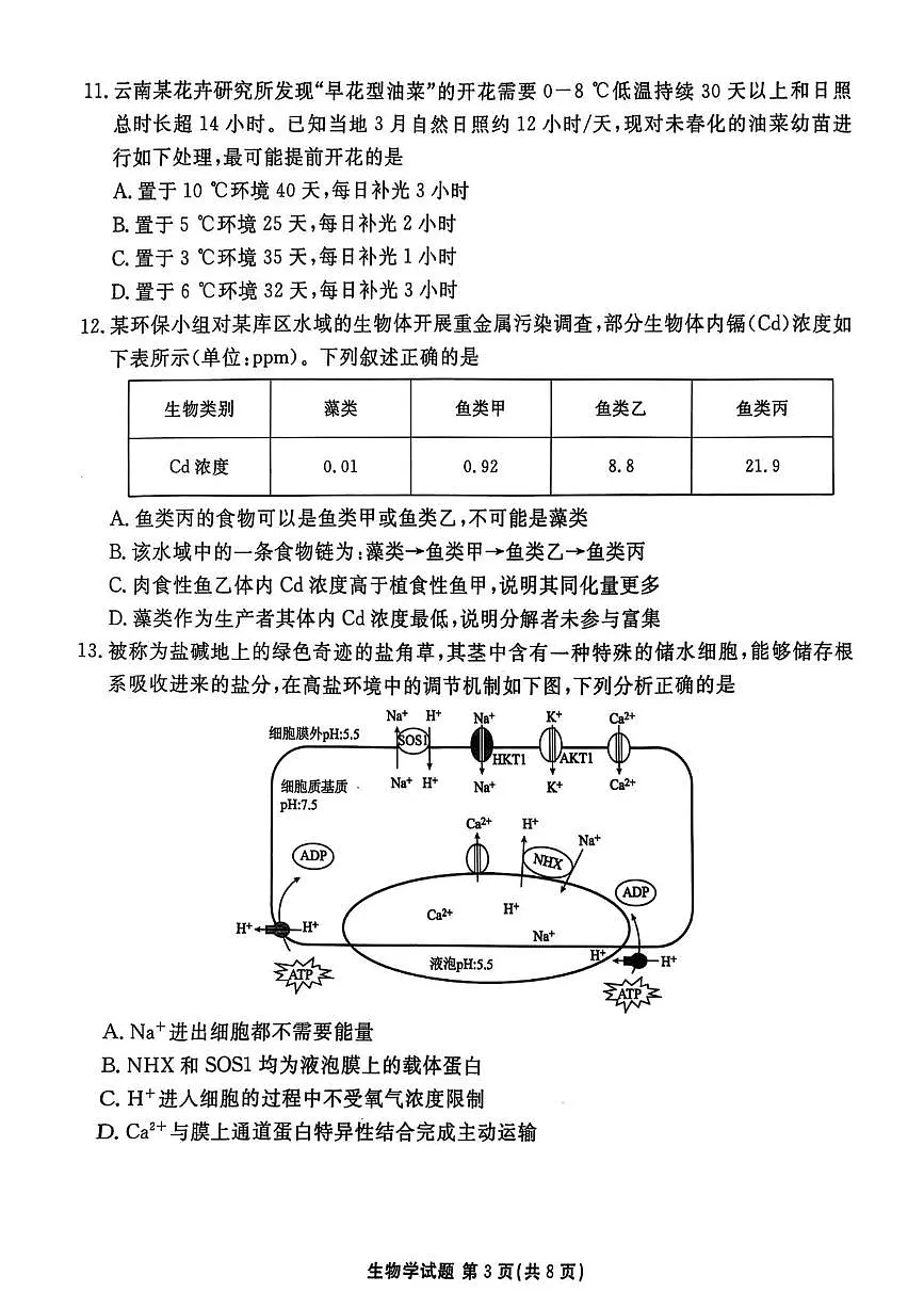 广东省茂名市2025届新高二下学期7月期末教学质量监测-生物试题+答案第3页