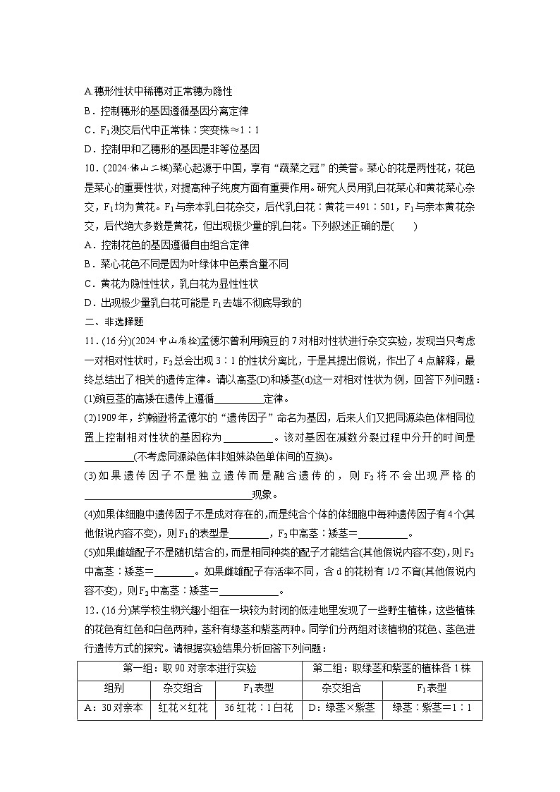 【备考2026】高考生物一轮复习资源：第5单元 课时练20 一对相对性状的杂交实验（课时精练）（学生版）第3页