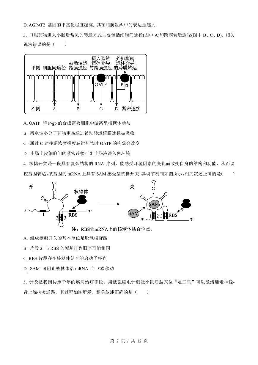生物-江苏省苏州市2023-2024学年高二下学期6月期末考试试题和答案第2页